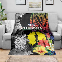 New Caledonia Bastille Day Blanket Tropical Turtle Hibiscus Polynesian Pattern