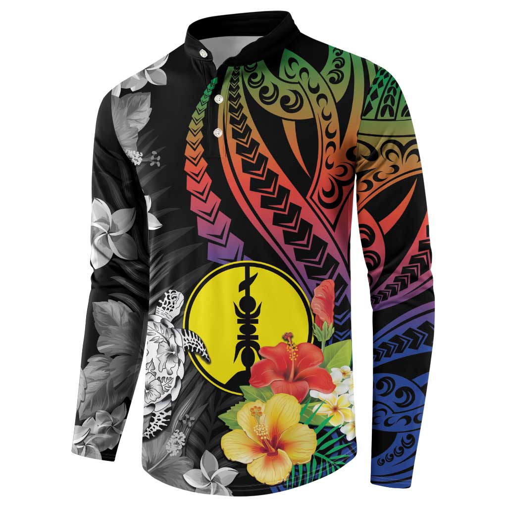 New Caledonia Bastille Day Button Sweatshirt Tropical Turtle Hibiscus Polynesian Pattern