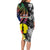 New Caledonia Bastille Day Long Sleeve Bodycon Dress Tropical Turtle Hibiscus Polynesian Pattern