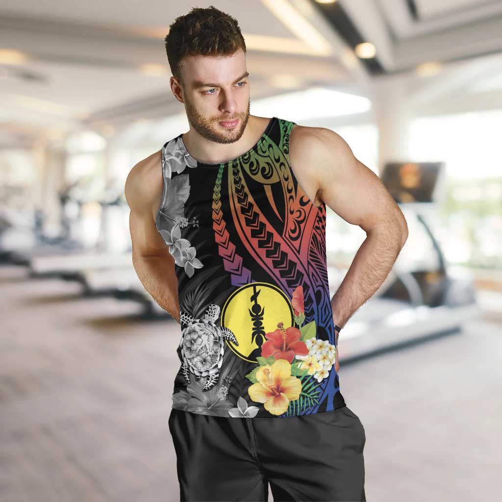 New Caledonia Bastille Day Men Tank Top Tropical Turtle Hibiscus Polynesian Pattern