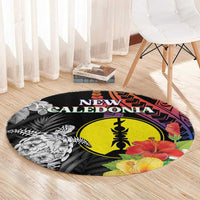 New Caledonia Bastille Day Round Carpet Tropical Turtle Hibiscus Polynesian Pattern