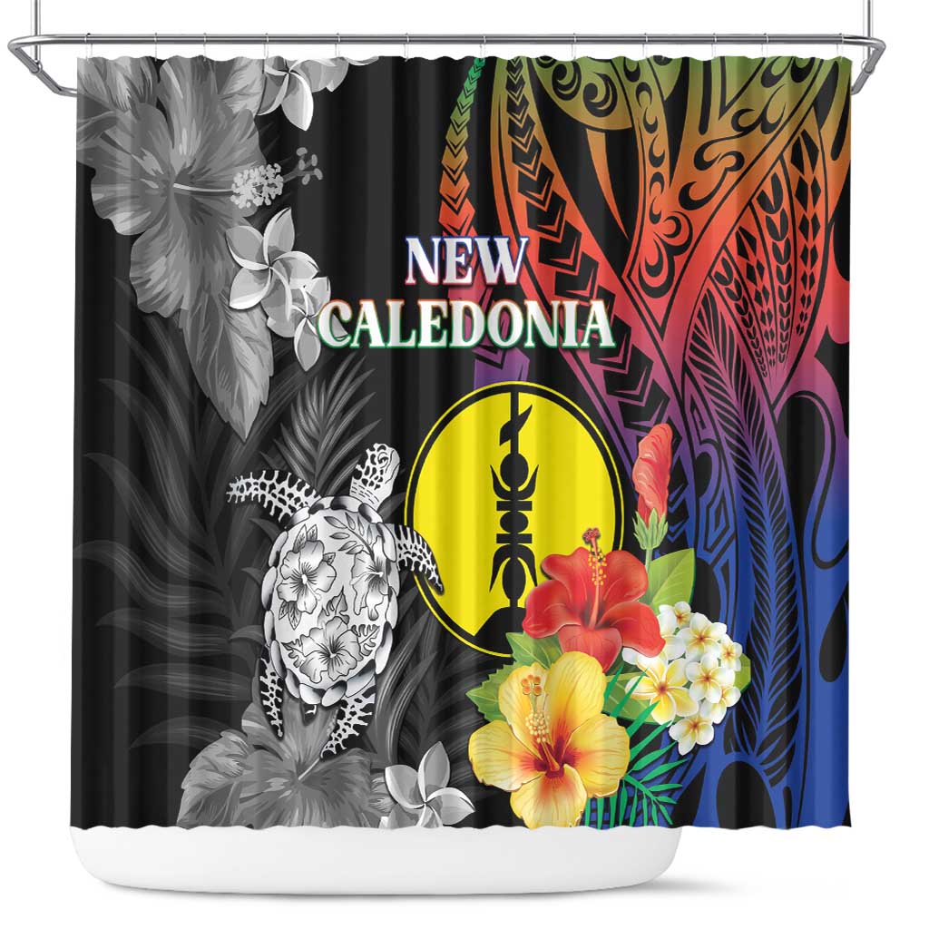 New Caledonia Bastille Day Shower Curtain Tropical Turtle Hibiscus Polynesian Pattern