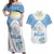 Personalised Palau Constitution Day Couples Matching Off Shoulder Maxi Dress and Hawaiian Shirt Polynesian Turtle