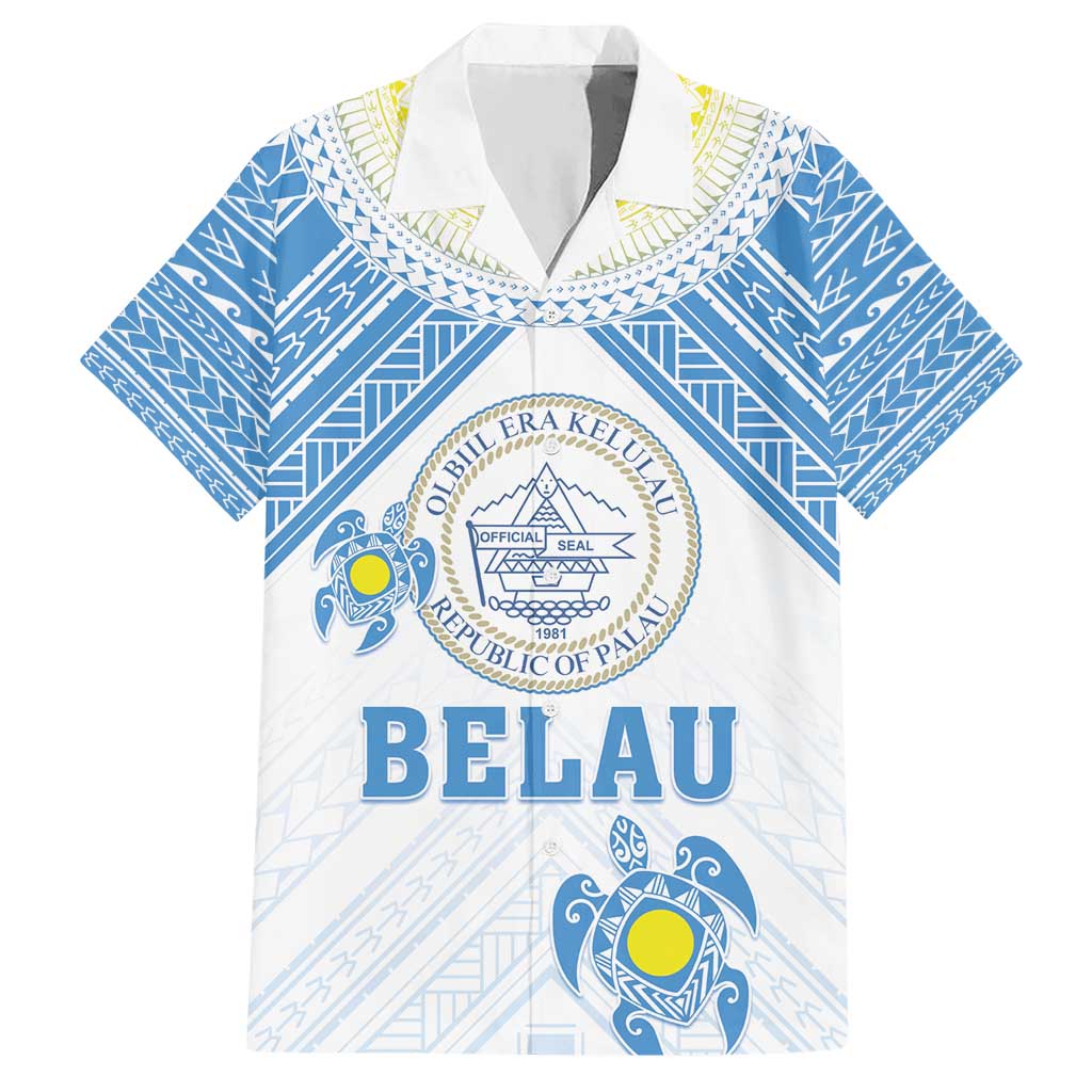 Personalised Palau Constitution Day Hawaiian Shirt Polynesian Turtle