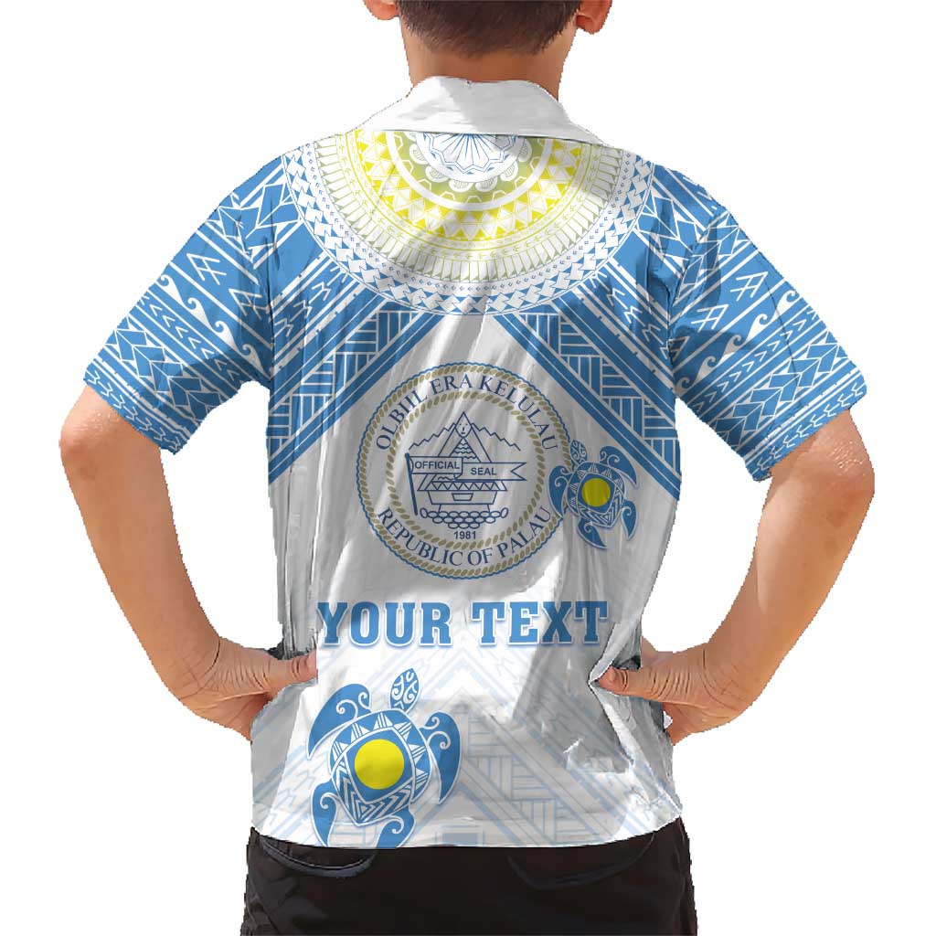 Personalised Palau Constitution Day Hawaiian Shirt Polynesian Turtle