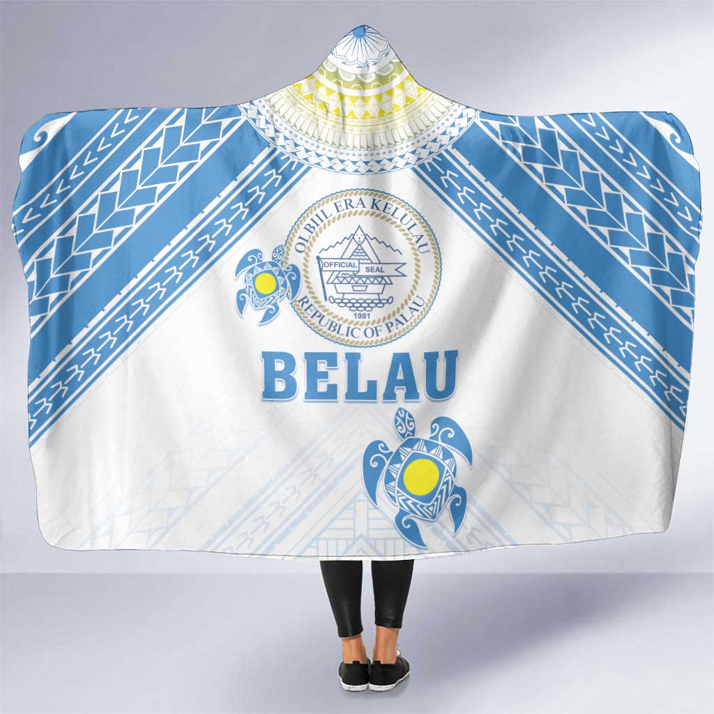 Palau Constitution Day Hooded Blanket Polynesian Turtle