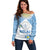 Personalised Palau Constitution Day Off Shoulder Sweater Polynesian Turtle