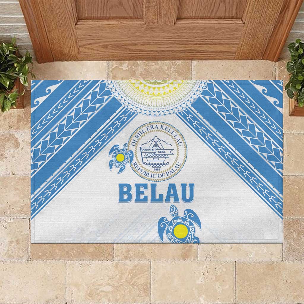 Palau Constitution Day Rubber Doormat Polynesian Turtle