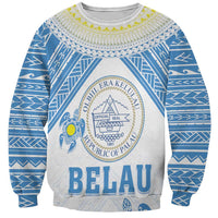 Personalised Palau Constitution Day Sweatshirt Polynesian Turtle