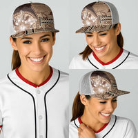 Samoa Siapo Elegant Baseball Net Cap Hibiscus Chocolate Brown Motifs - Polynesian Pride