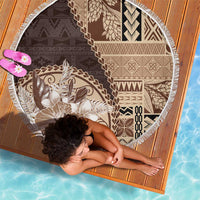 Samoa Siapo Elegant Beach Blanket Hibiscus Chocolate Brown Motifs LT05 - Polynesian Pride
