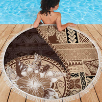 Samoa Siapo Elegant Beach Blanket Hibiscus Chocolate Brown Motifs LT05 - Polynesian Pride
