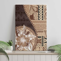 Samoa Siapo Elegant Canvas Wall Art Hibiscus Chocolate Brown Motifs LT05 - Polynesian Pride