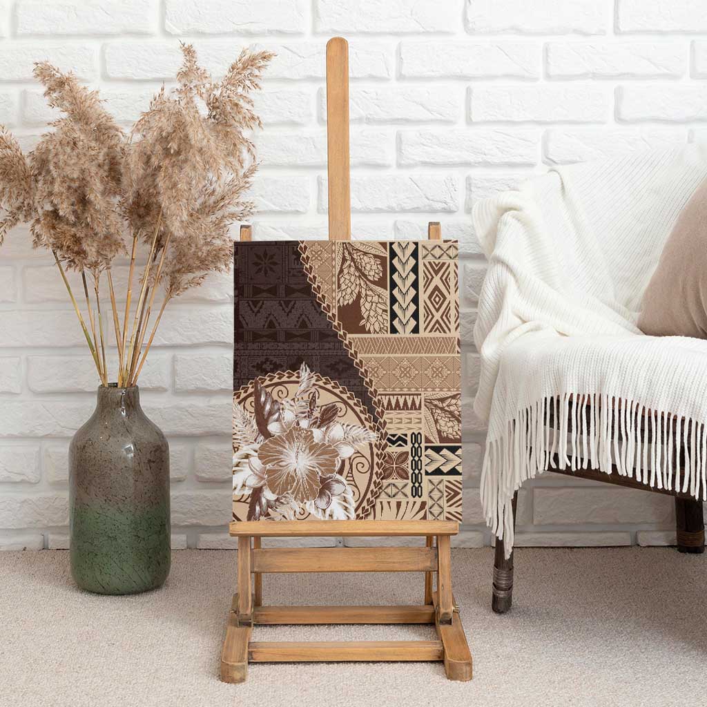 Samoa Siapo Elegant Canvas Wall Art Hibiscus Chocolate Brown Motifs LT05 - Polynesian Pride
