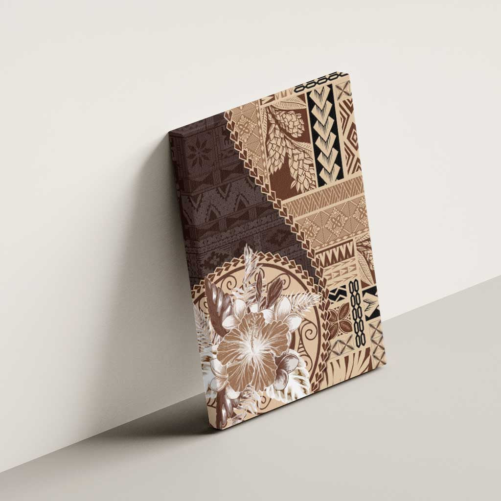 Samoa Siapo Elegant Canvas Wall Art Hibiscus Chocolate Brown Motifs LT05 - Polynesian Pride