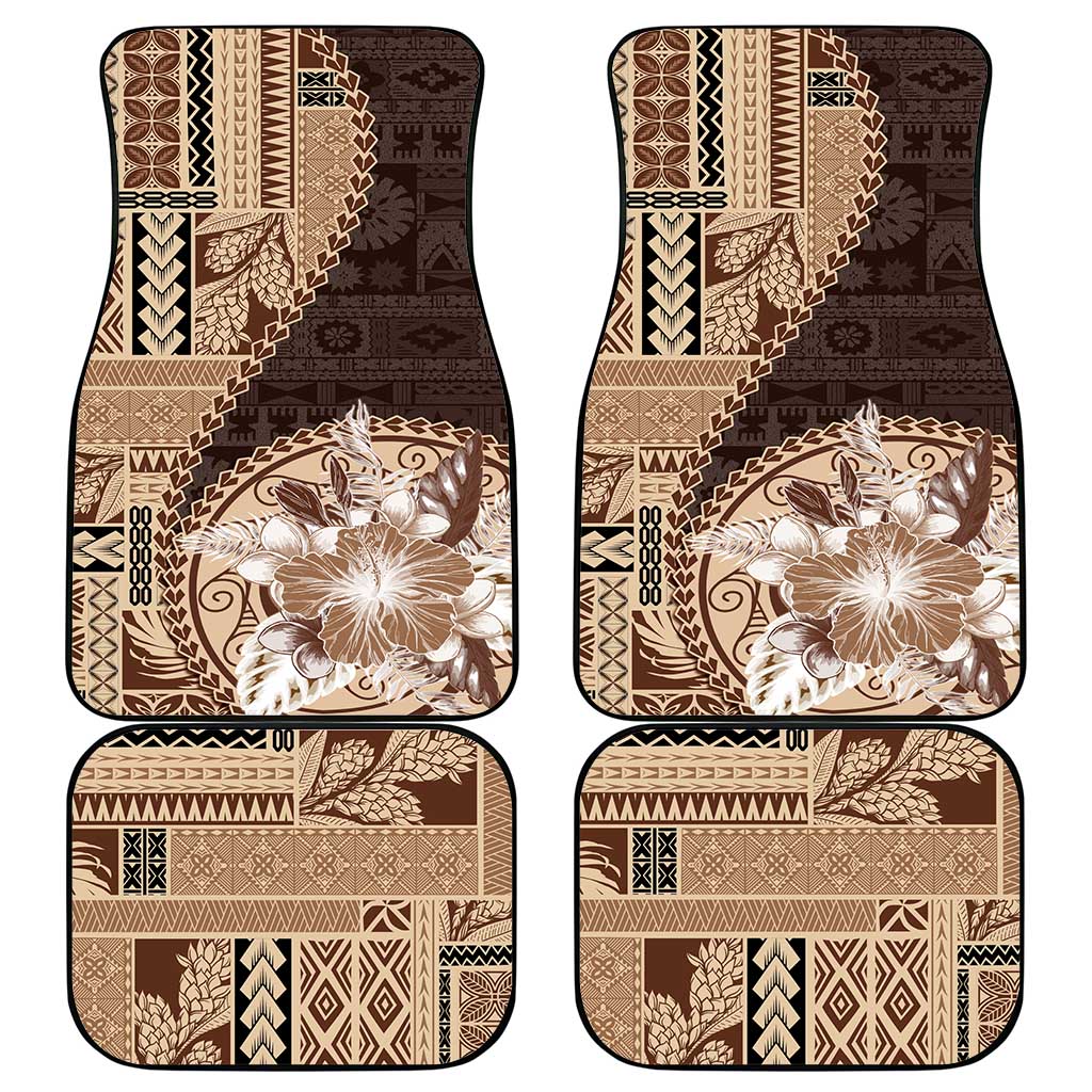 Samoa Siapo Elegant Car Mats Hibiscus Chocolate Brown Motifs LT05 - Polynesian Pride