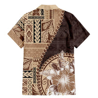 Samoa Siapo Elegant Family Matching Mermaid Dress and Hawaiian Shirt Hibiscus Chocolate Brown Motifs - Polynesian Pride