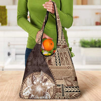 Samoa Siapo Elegant Grocery Bag Hibiscus Chocolate Brown Motifs LT05 - Polynesian Pride