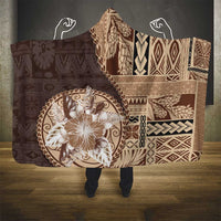 Samoa Siapo Elegant Hooded Blanket Hibiscus Chocolate Brown Motifs LT05 - Polynesian Pride