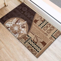 Samoa Siapo Elegant Rubber Doormat Hibiscus Chocolate Brown Motifs LT05 - Polynesian Pride