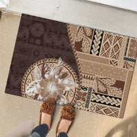 Samoa Siapo Elegant Rubber Doormat Hibiscus Chocolate Brown Motifs LT05 - Polynesian Pride