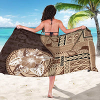 Samoa Siapo Elegant Sarong Hibiscus Chocolate Brown Motifs - Polynesian Pride