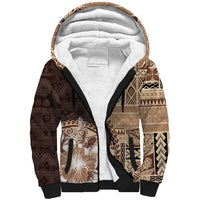 Samoa Siapo Elegant Sherpa Hoodie Hibiscus Chocolate Brown Motifs LT05 Unisex Brown - Polynesian Pride
