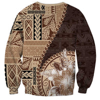 Samoa Siapo Elegant Sweatshirt Hibiscus Chocolate Brown Motifs LT05 - Polynesian Pride