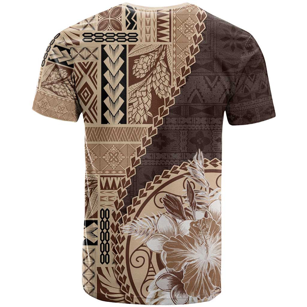 Samoa Siapo Elegant T Shirt Hibiscus Chocolate Brown Motifs - Polynesian Pride