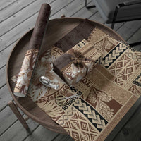 Samoa Siapo Elegant Wrapping Paper Hibiscus Chocolate Brown Motifs LT05 - Polynesian Pride