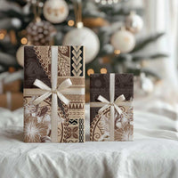 Samoa Siapo Elegant Wrapping Paper Hibiscus Chocolate Brown Motifs LT05 - Polynesian Pride