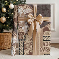 Samoa Siapo Elegant Wrapping Paper Hibiscus Chocolate Brown Motifs LT05 - Polynesian Pride