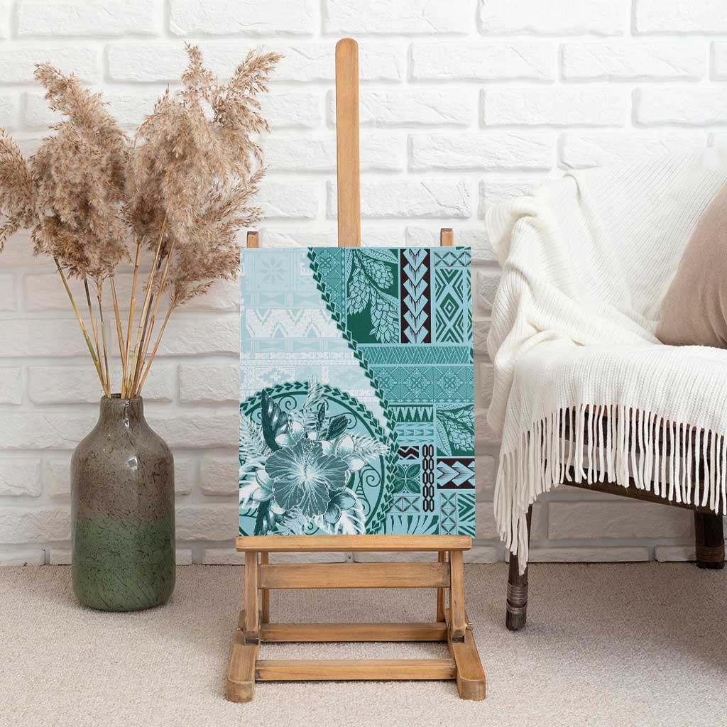 Samoa Siapo Elegant Canvas Wall Art Hibiscus Teal Motifs LT05 - Polynesian Pride