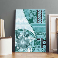 Samoa Siapo Elegant Canvas Wall Art Hibiscus Teal Motifs LT05 - Polynesian Pride