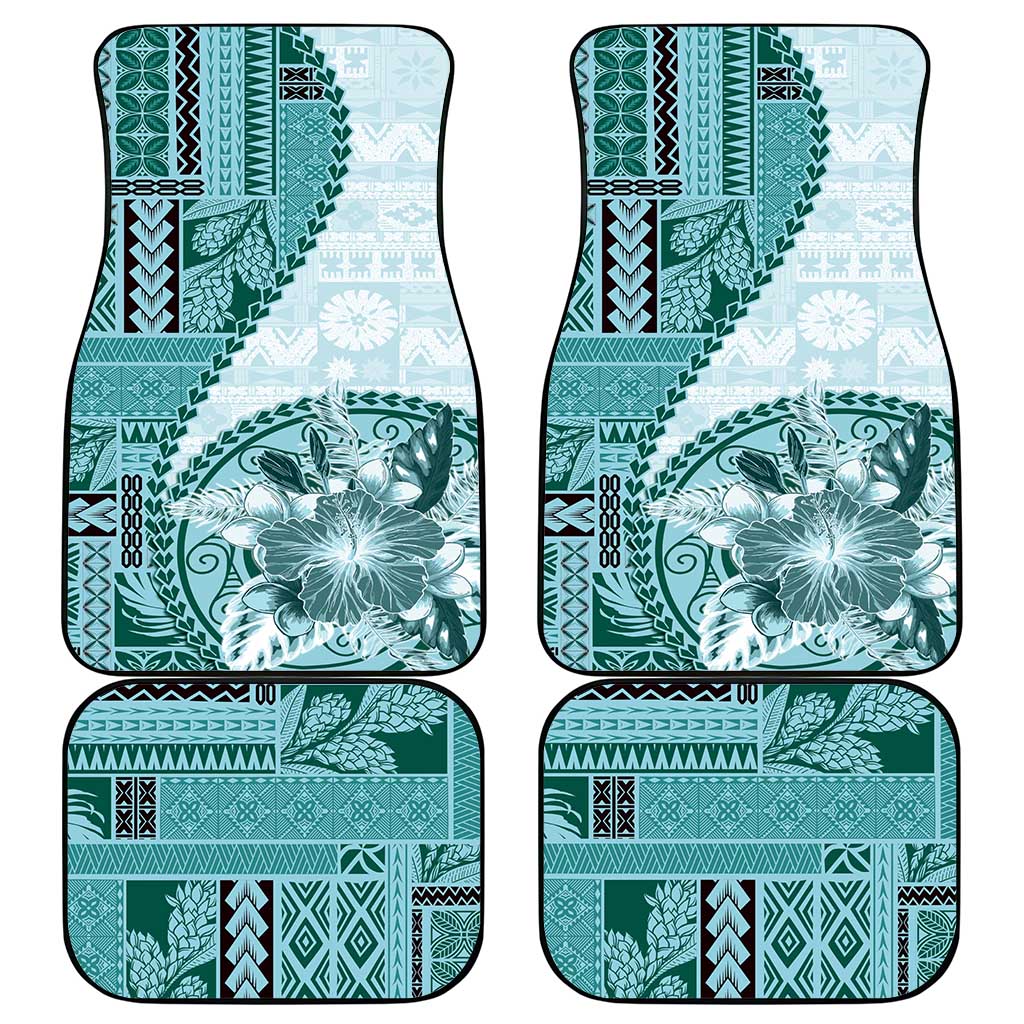 Samoa Siapo Elegant Car Mats Hibiscus Teal Motifs LT05 - Polynesian Pride