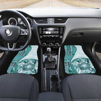 Samoa Siapo Elegant Car Mats Hibiscus Teal Motifs LT05 Set 2pcs - Front Teal - Polynesian Pride