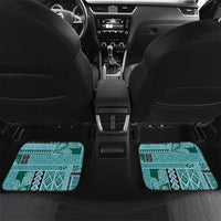 Samoa Siapo Elegant Car Mats Hibiscus Teal Motifs LT05 Set 2pcs - Back Teal - Polynesian Pride