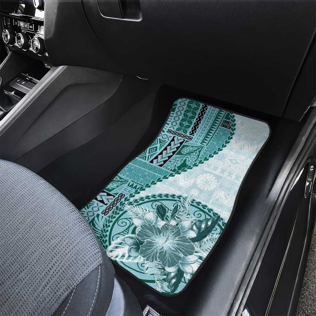 Samoa Siapo Elegant Car Mats Hibiscus Teal Motifs LT05 - Polynesian Pride