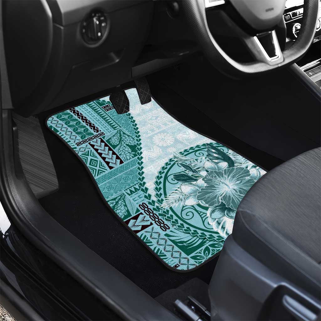 Samoa Siapo Elegant Car Mats Hibiscus Teal Motifs LT05 - Polynesian Pride