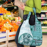 Samoa Siapo Elegant Grocery Bag Hibiscus Teal Motifs LT05 - Polynesian Pride