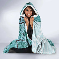 Samoa Siapo Elegant Hooded Blanket Hibiscus Teal Motifs LT05 - Polynesian Pride
