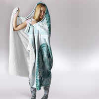 Samoa Siapo Elegant Hooded Blanket Hibiscus Teal Motifs LT05 - Polynesian Pride