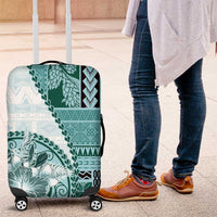 Samoa Siapo Elegant Luggage Cover Hibiscus Teal Motifs - Polynesian Pride