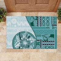 Samoa Siapo Elegant Rubber Doormat Hibiscus Teal Motifs LT05 Teal - Polynesian Pride