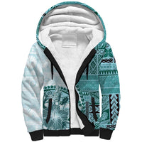 Samoa Siapo Elegant Sherpa Hoodie Hibiscus Teal Motifs LT05 Unisex Teal - Polynesian Pride