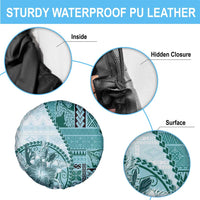 Samoa Siapo Elegant Spare Tire Cover Hibiscus Teal Motifs - Polynesian Pride