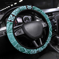 Samoa Siapo Elegant Steering Wheel Cover Hibiscus Teal Motifs LT05 Universal Fit Teal - Polynesian Pride