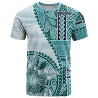 Samoa Siapo Elegant T Shirt Hibiscus Teal Motifs - Polynesian Pride