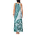 Samoa Siapo Elegant Tank Maxi Dress Hibiscus Teal Motifs - Polynesian Pride