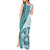 Samoa Siapo Elegant Tank Maxi Dress Hibiscus Teal Motifs - Polynesian Pride